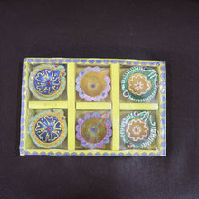 Decorative Hand-Painted Clay Diya Set (6 Pc)